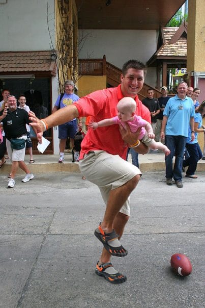 Picture of Tim Tebow Wearing FiveFingers (nevermind that we Photoshopped it)