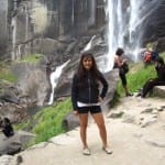 Mindy Yuen wearing FiveFingers at Vernal Falls in Yosemite, CA